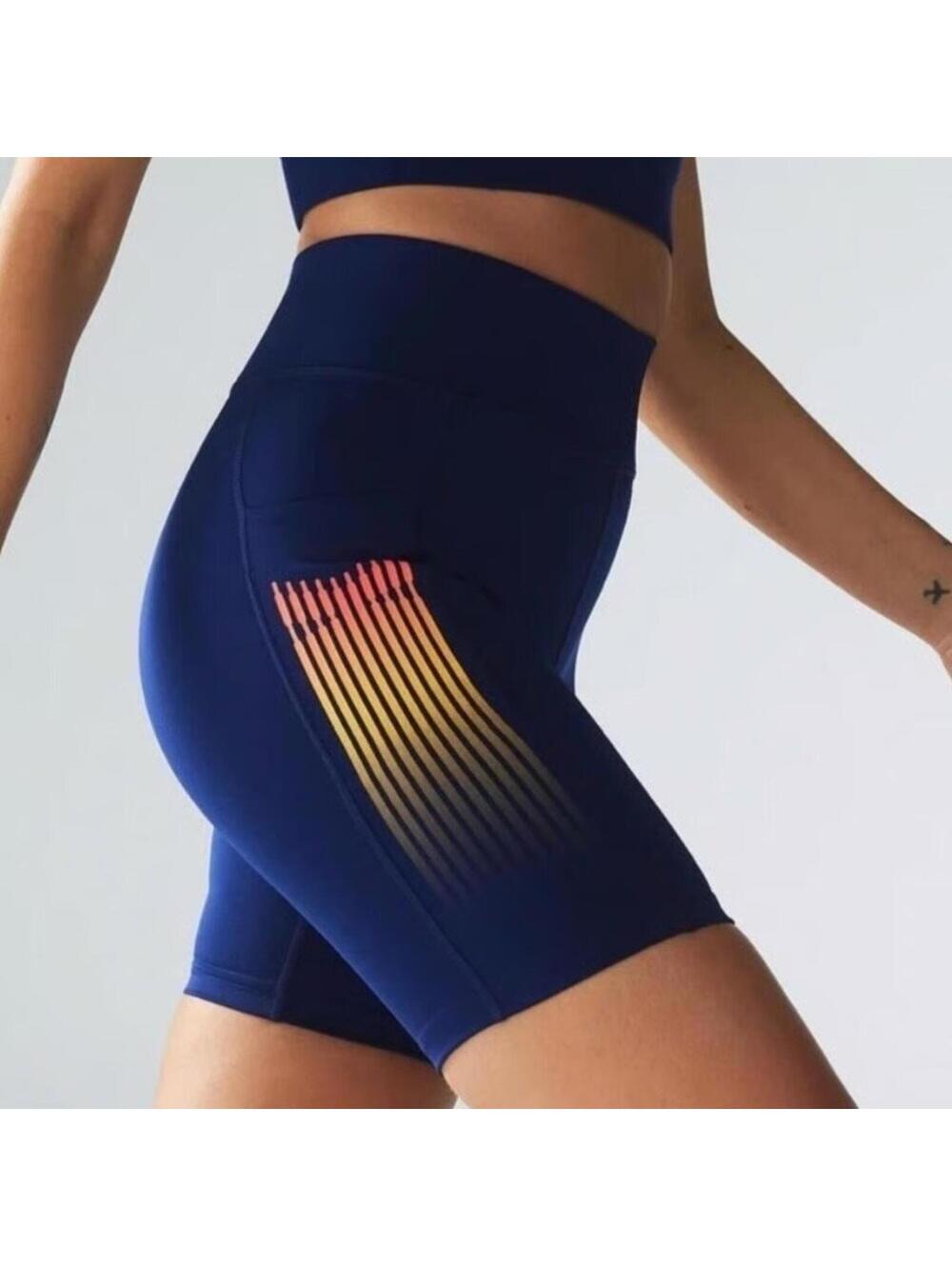 Savage X Fenty Blue Biker Shorts Women’s Small Athletic High Rise Pocket
